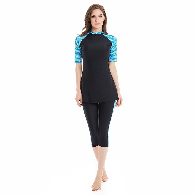 FOKULUNDA Burkini 3-teilig Für Frauen - Langarm Badeanzug Mit Hijab, 80% Polyester, UPF 50+