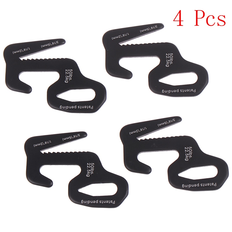 4 stuks 9- vormige draagbare tenttouwgespen, trekker en spanner, zwarte touwgespstopper, outdoor kampeerkoordbevestigingsgereedschap