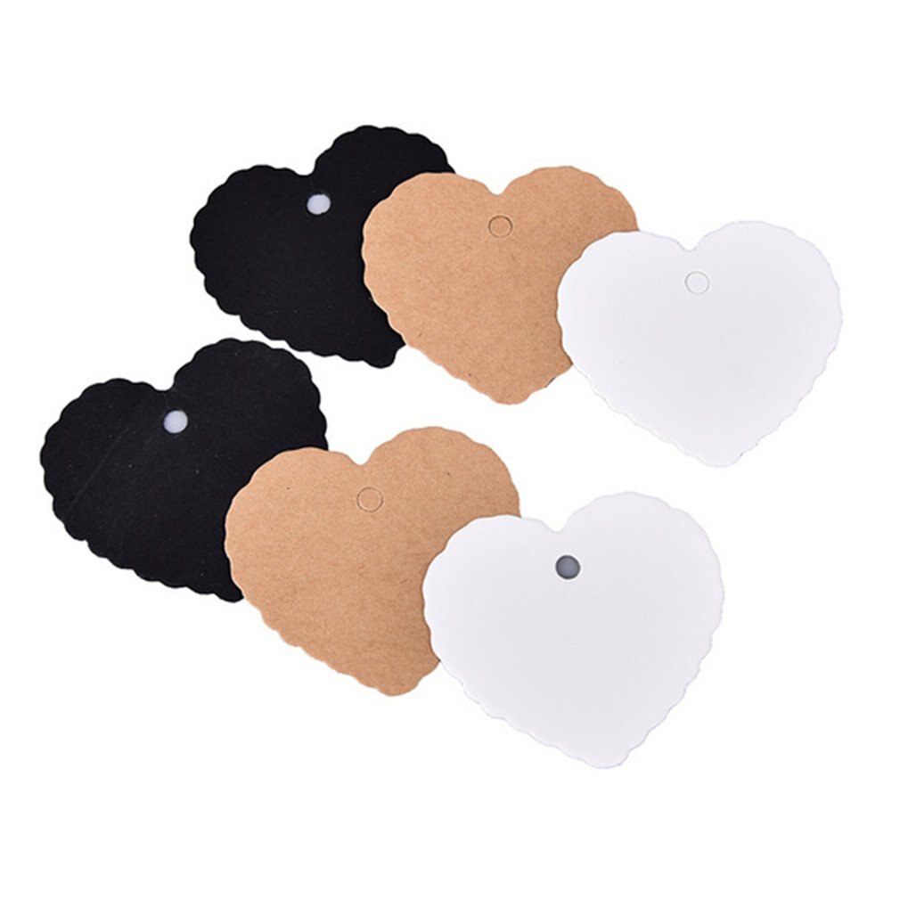 50pcs Kraft Paper Heart-shaped Small Label Diy Jewelry