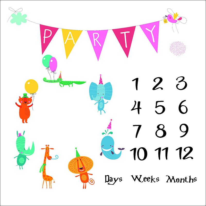 Baby Milestone Foto Props Achtergrond Dekens Dier Patroon Baby Speelmatten Achtergrond Doek Kalender Foto Accessoires Nordic: EF-97