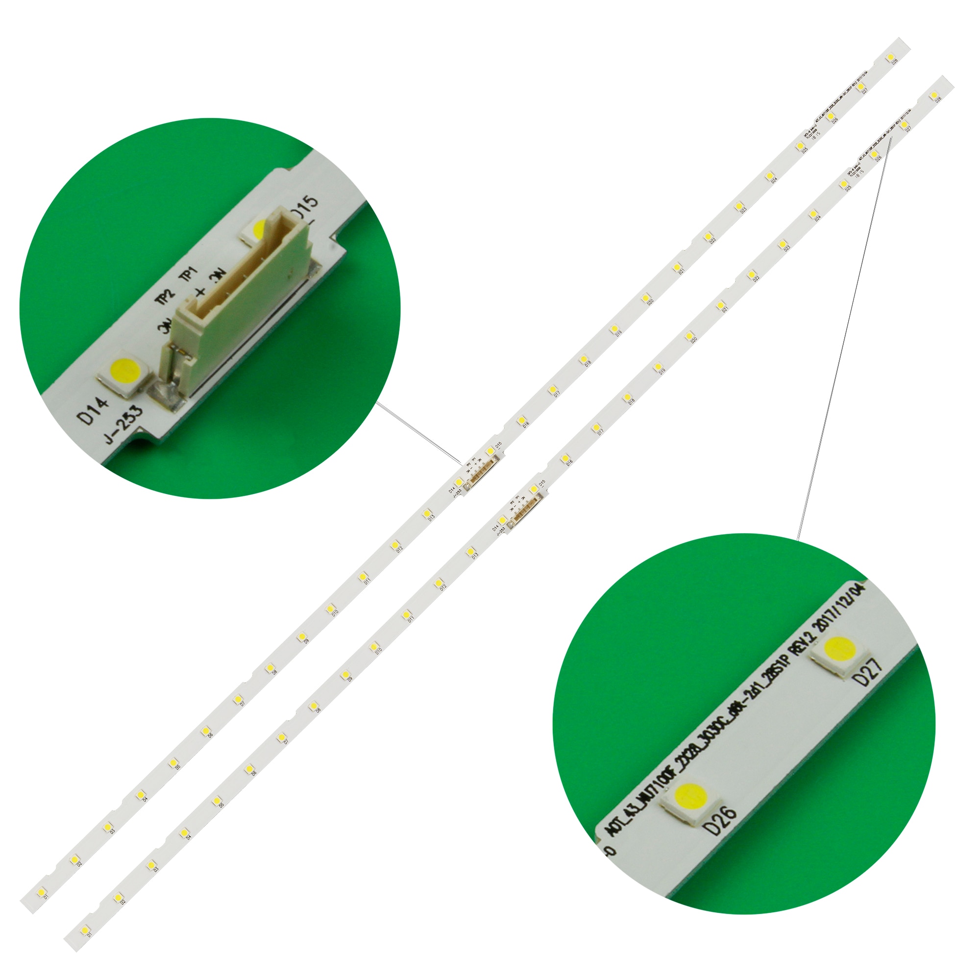 2 stk 28 led led -bakgrunnsbelysningslister for samsung  ue43 nu 7100u aot _43_ nu 7100f ue43 nu 7120u ue43 nu 7170u bn96-45954a ue43 nu 7100