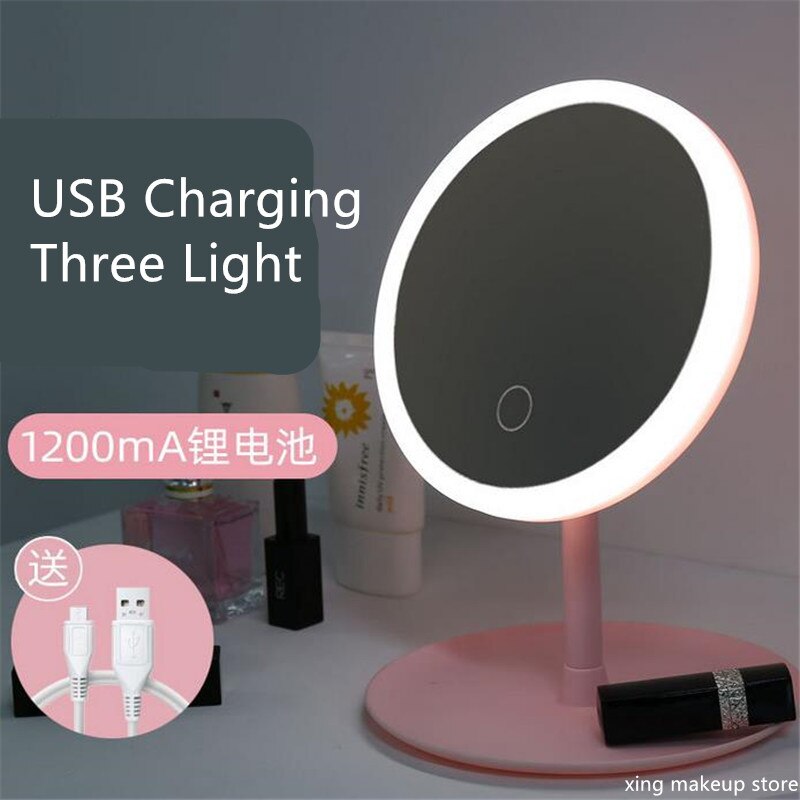 Adjustable Touch Screen Makeup Mirror With Led Standing Mirror Backlit Light Cosmetic Mirrors USB Charging 20#