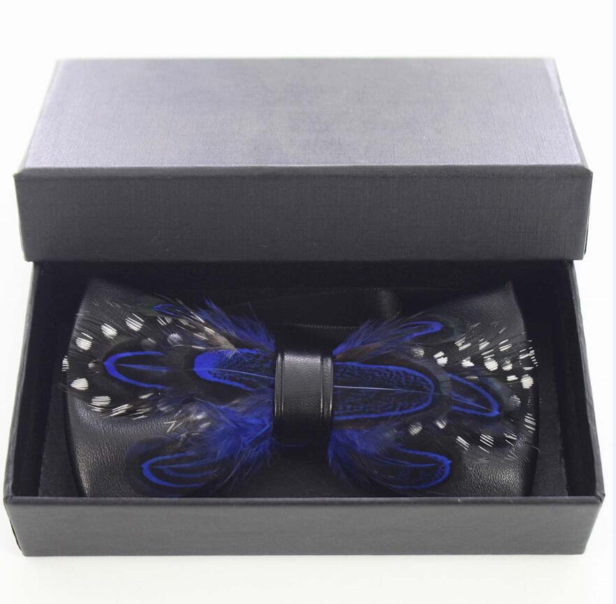 Ricnais – nœud papillon en cuir et plume pour homme, fait à la main, avec boîte , accessoires pour fête de mariage: 10