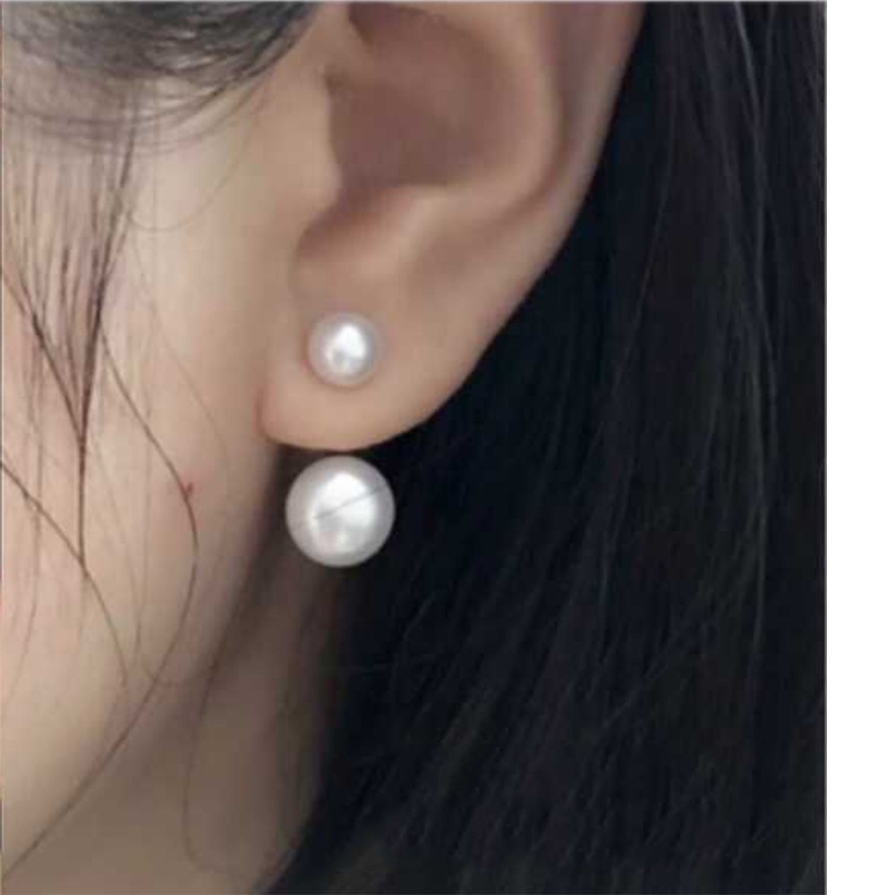 Simple Freshwater Pearl Earrings For Women 925 Sterling Silver 8MM 10MM 12MM Size Pretty Wedding Jewelry Big