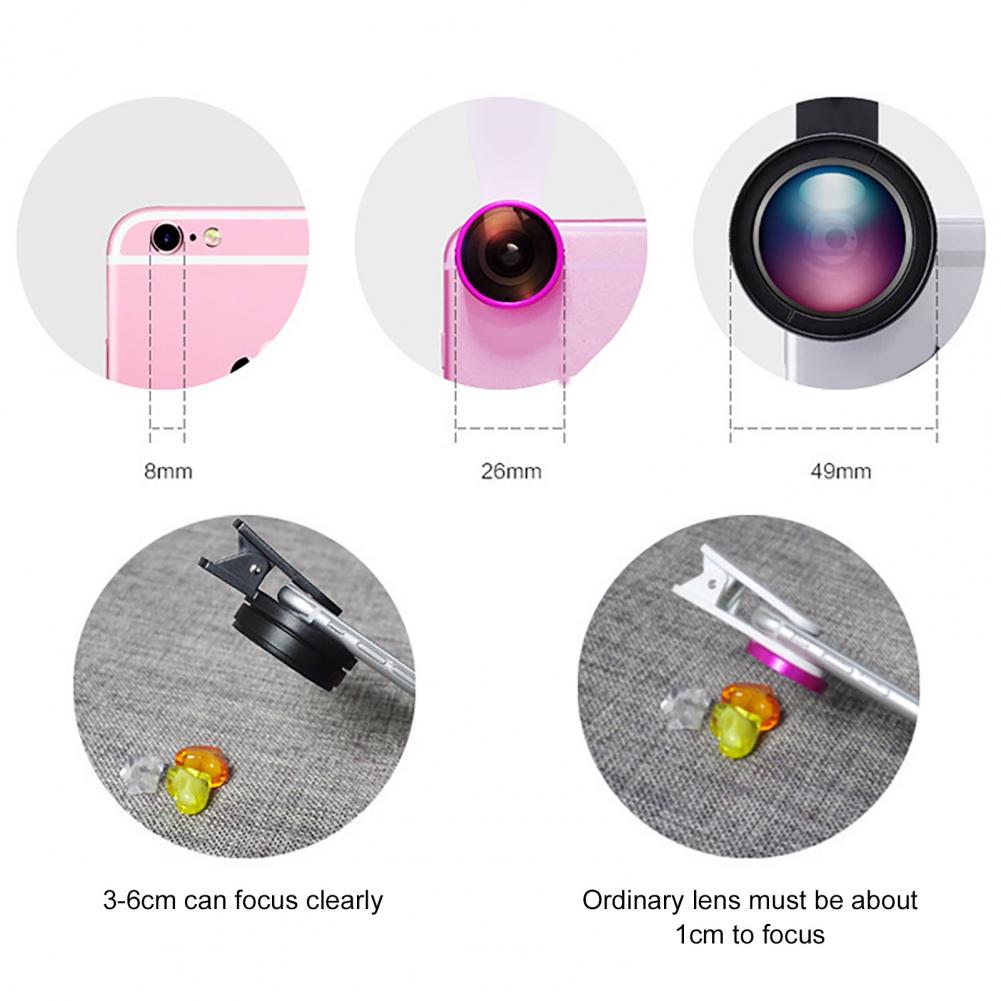 2 in 1 Universal Lens 0.45X Wide Angle+12.5X Macro Lens HD Phone Camera Lens For iPhone Xiaomi Samsung LG