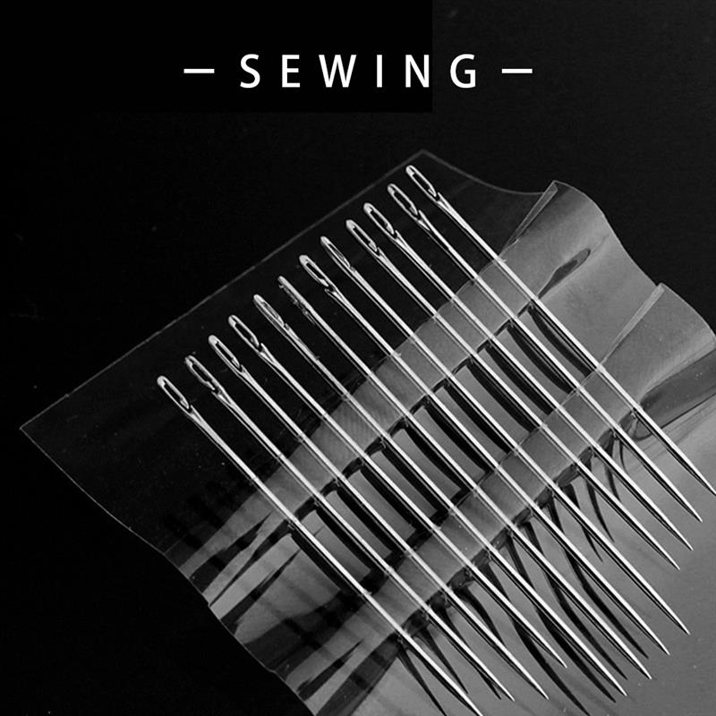 Sewing Needle Slef Threading Pin Set Metal Stitch Side Opening Pins Handicraft Threading Tool, Silver