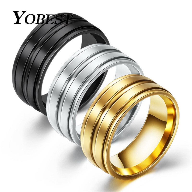 Yobest Stainless Steel Wedding Rings For Women Three Colors Trendy Jewelry For Men Women Party Jewelry