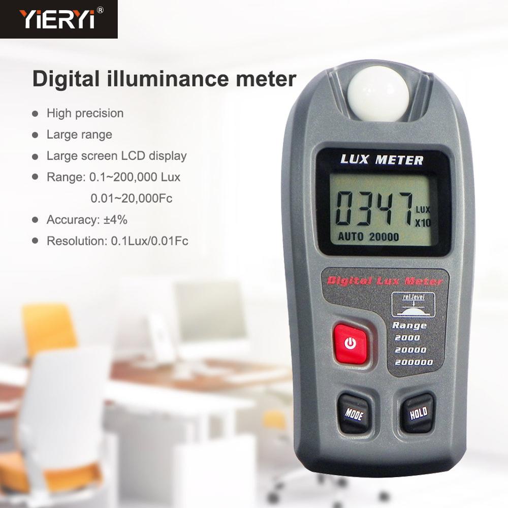 Yieryi mt -30 digital luxmeter 0-200,000 lcd display lysmåler miljøtest lysmåler sensor stort fotometer