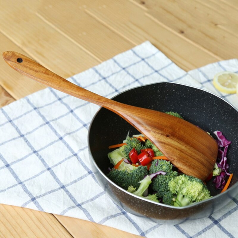 Ongeverfd Acacia Hout Servies Lepel Pollepel Turner Koken Lepels Scoop Keuken Tool Lange Rijst Vergiet Soep Skimmer Set