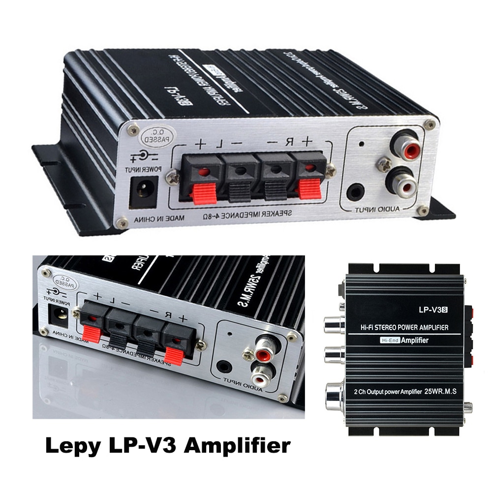 Black Car Audio Speaker Digital MP3 12V Mini Hi-Fi Songs Track LP-V3 Amplifier Stereo Connection 700W Power 3.5mm