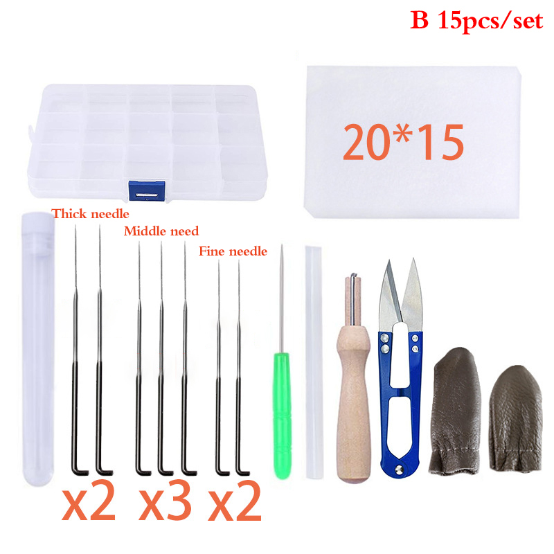 15pz kit di strumenti per infeltrimento ad fa kit di infeltrimento per aghi in feltro di lana: B