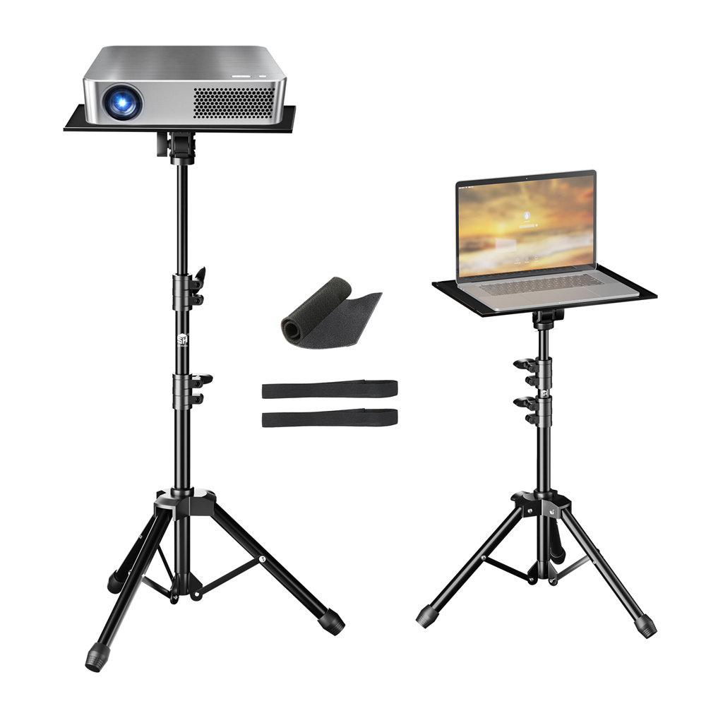 Treppiede per proiettore da 90/125 cm Treppiede per laptop Altezza regolabile Mixer DJ Scrivania in piedi Supporto da scrivania per computer esterno con vassoio