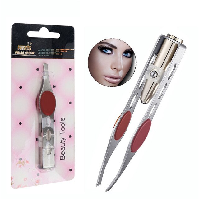 Dalse – pince à épiler avec lampe LED, Mini pince à épiler pour sourcils, maquillage, outils de beauté, épilation, coupe délicate: E