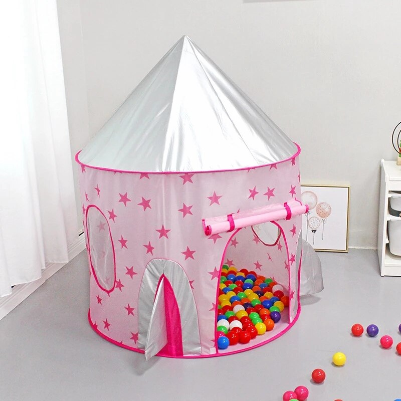 2021 tenda per bambini tenda per astronave per bambini portatile Play House giocattoli Tunnel castello strisciante portatile Ocean Ball Pool Pit regalo per bambini