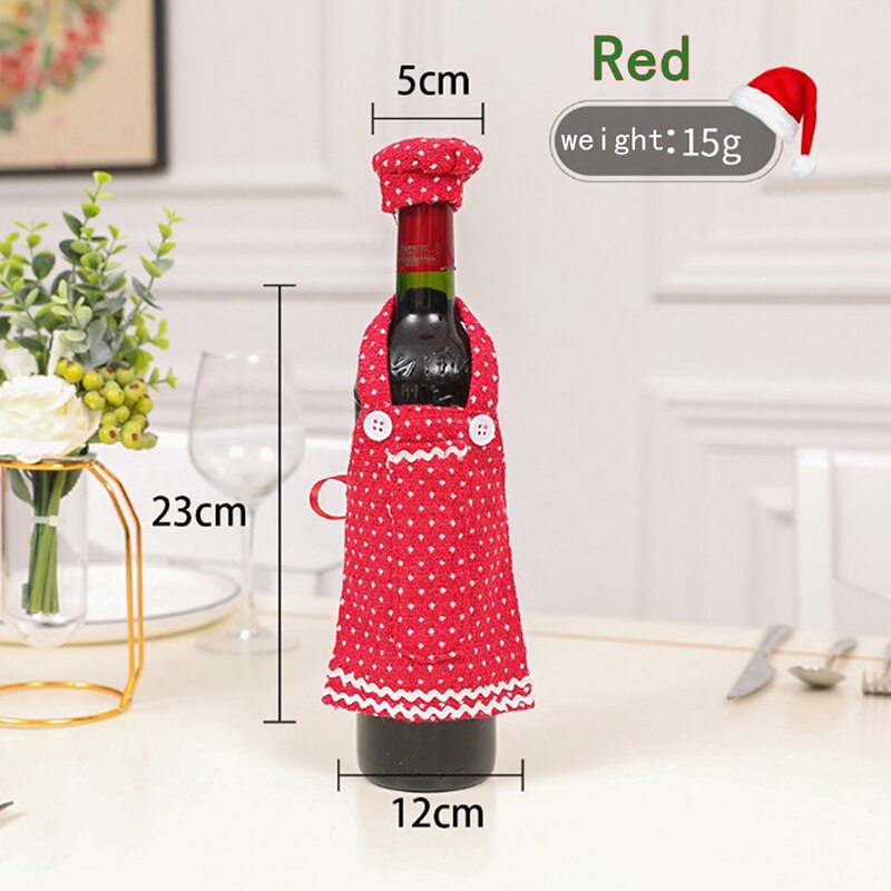 Chique kerstdecoratie gebreide wijnset ornament hoes wijnfles: Rood
