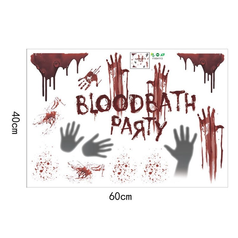 3D Simulation Blood Handprint Stickers Halloween Wall Stickers Horror Door Sticker Decorative Simulation Blood Handprint Sticker