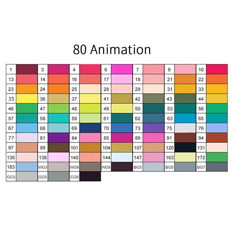 Touchthree 36/48/60/80 Colors Markers Set Manga Drawing Markers Alcohol Based Sketch Felt-Tip Brush Pen Art Supplies: 80 ANIMATION