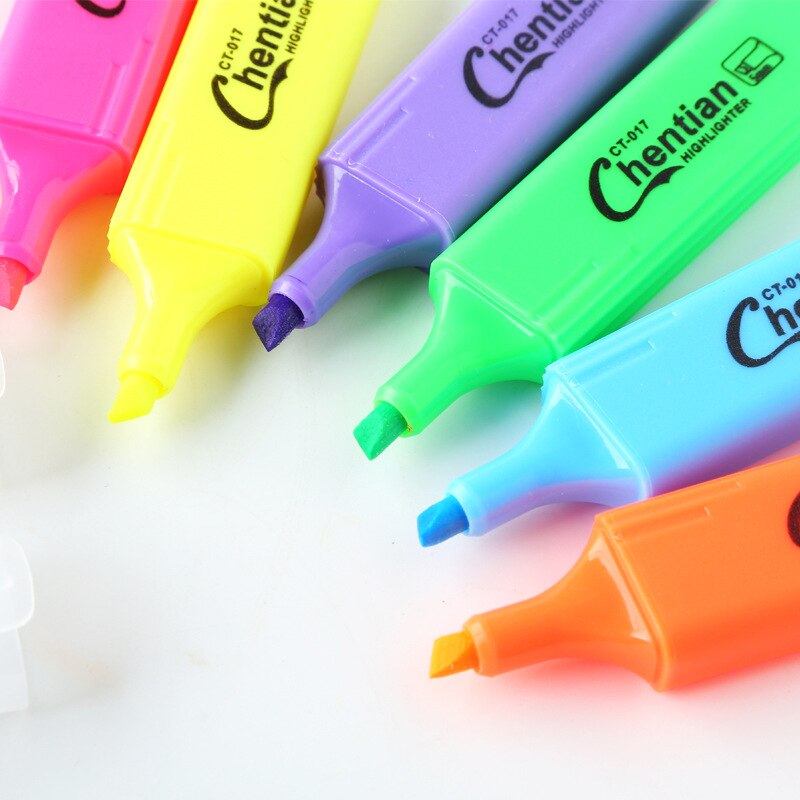 6 Stks/set Leuke Candy Kleur Markeerstift Briefpapier Hoge Capaciteit Headed Fluorescerende Marker Pen Mark Pen Kantoor Schoolbenodigdheden: 6Pcs