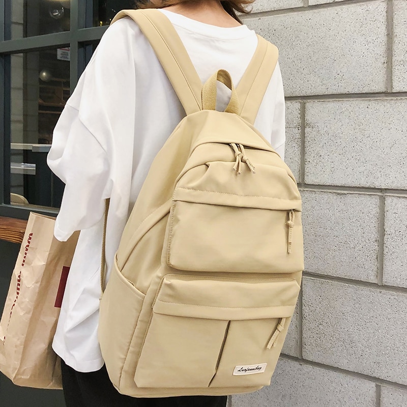 Student Female Multi Pocket Backpacks Cute Nylon Women School Bags Girl Backpack Kawaii Travel Book Bag Teenage