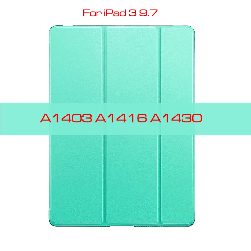 QIJUN etui na iPad 2 3 4 9.7 cala Fundas na ipad 2 ipad 3 ipad 4 A1395 A1416 A1460 PC powrót PU skóra inteligentna okładka Auto sen: Mint -iPad 3