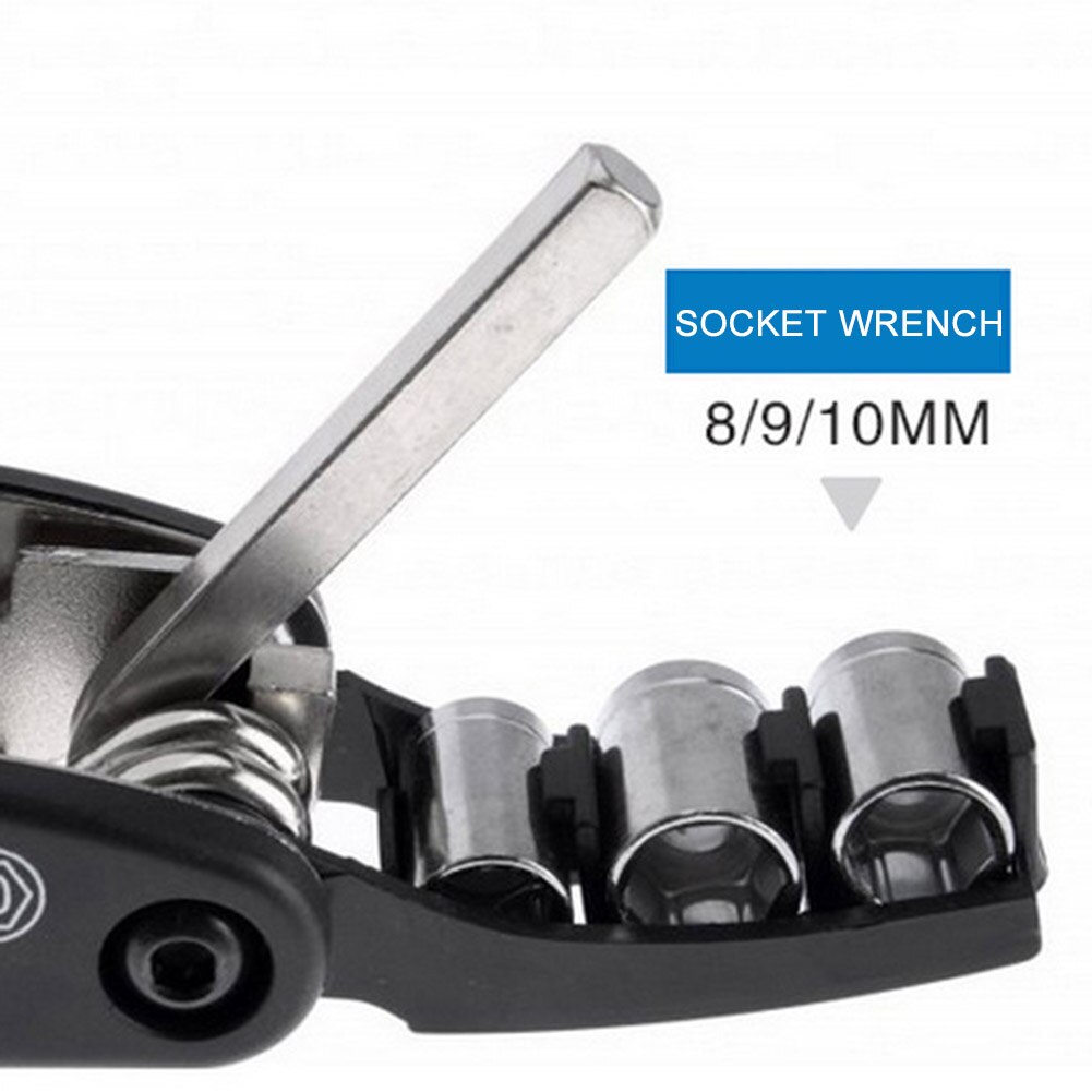 Bicycle Repair Kit 16-in-1 Multifunction Mechanic Repair Tool Kit with Tire Puncture Repair Tools