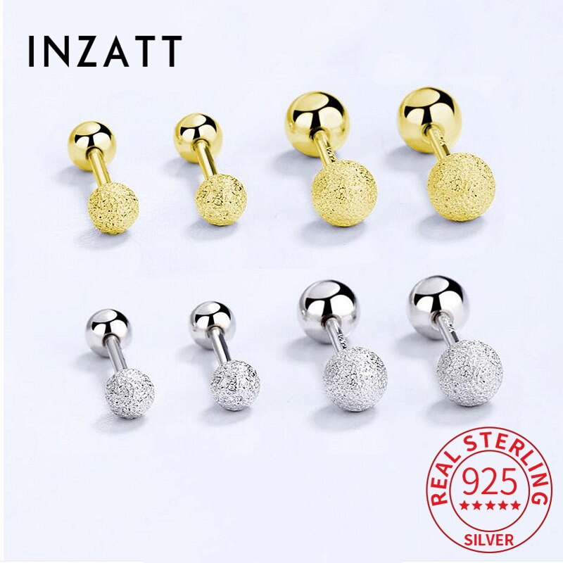 Inzatt ohrstecker aus 925 mit geometrischem, rundem perlenmuster für damen – klassischer, feiner schmuck