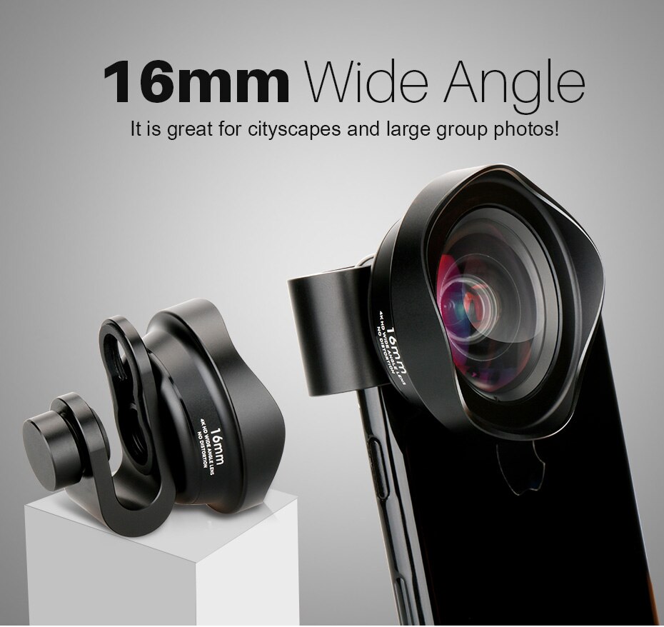 teléfono gran angular lente de la Cámara de 16mm de 4K HD DSLR efecto lentes de teléfono para iPhone X XS 8 iPad Pro Huawei P20 Pro Xiaomi