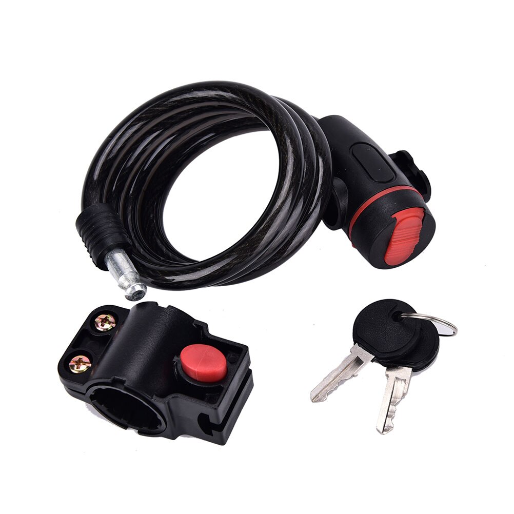 Bike Lock Anti-Theft Steel Strong Wire Coil Cable Bicycle Motorcycle Security Lock with 2 Keys Universal