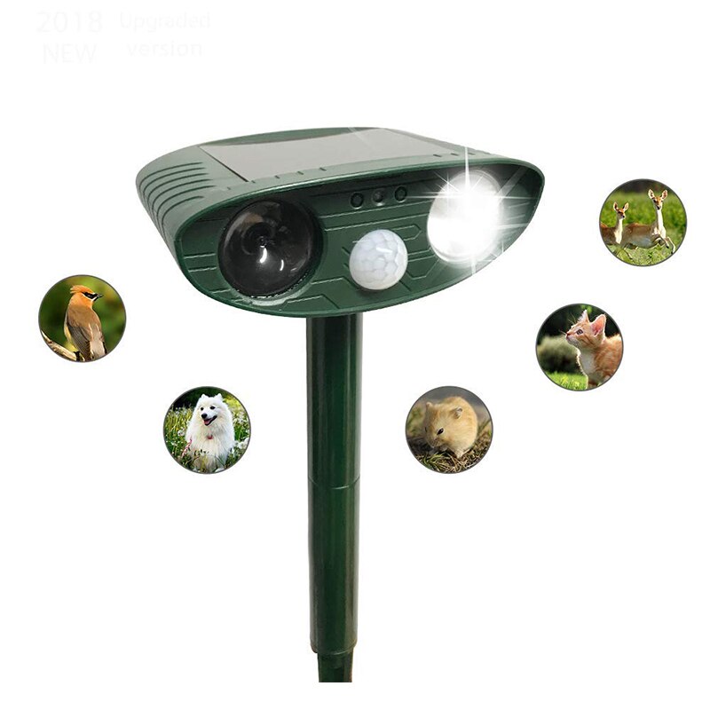 Waterproof Ultrasonic Animal Repeller Ultrasonic Solar Powered Repellent With Motion Sensor And Red Flashing Lights For Outdoo: Default Title