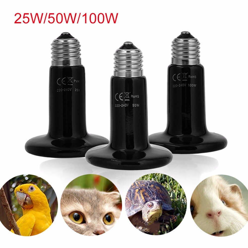 Bombilla cerámica con emisor de calor para reptiles, tortuga y mascotas, sin luz, 25W/50W/100W