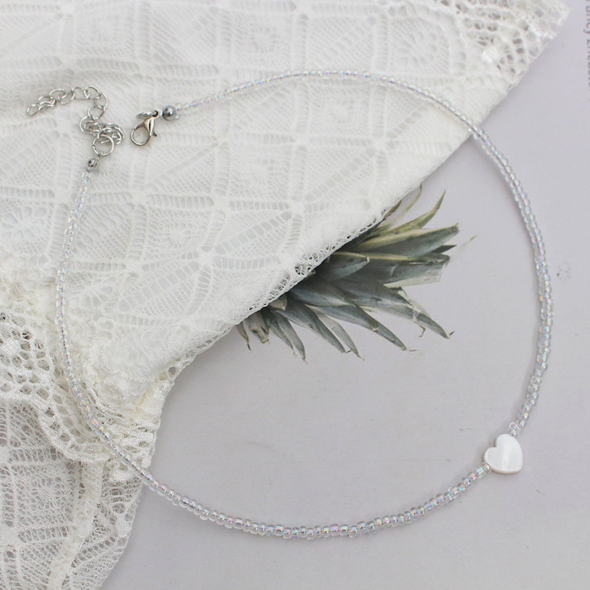 Fröpärlor sälja hjärta naturligt choker koreanskt trendigt färgglatt hänge halsband sommar handgjort strand boho femme smycken: Ljusgul färg