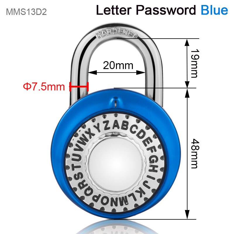 Safe Fixed Number Locks Turntable Gym Cabinet Wardrobe Student Door Lock Letter Digital Rotating Password Steel Round Padlock: letter password blue