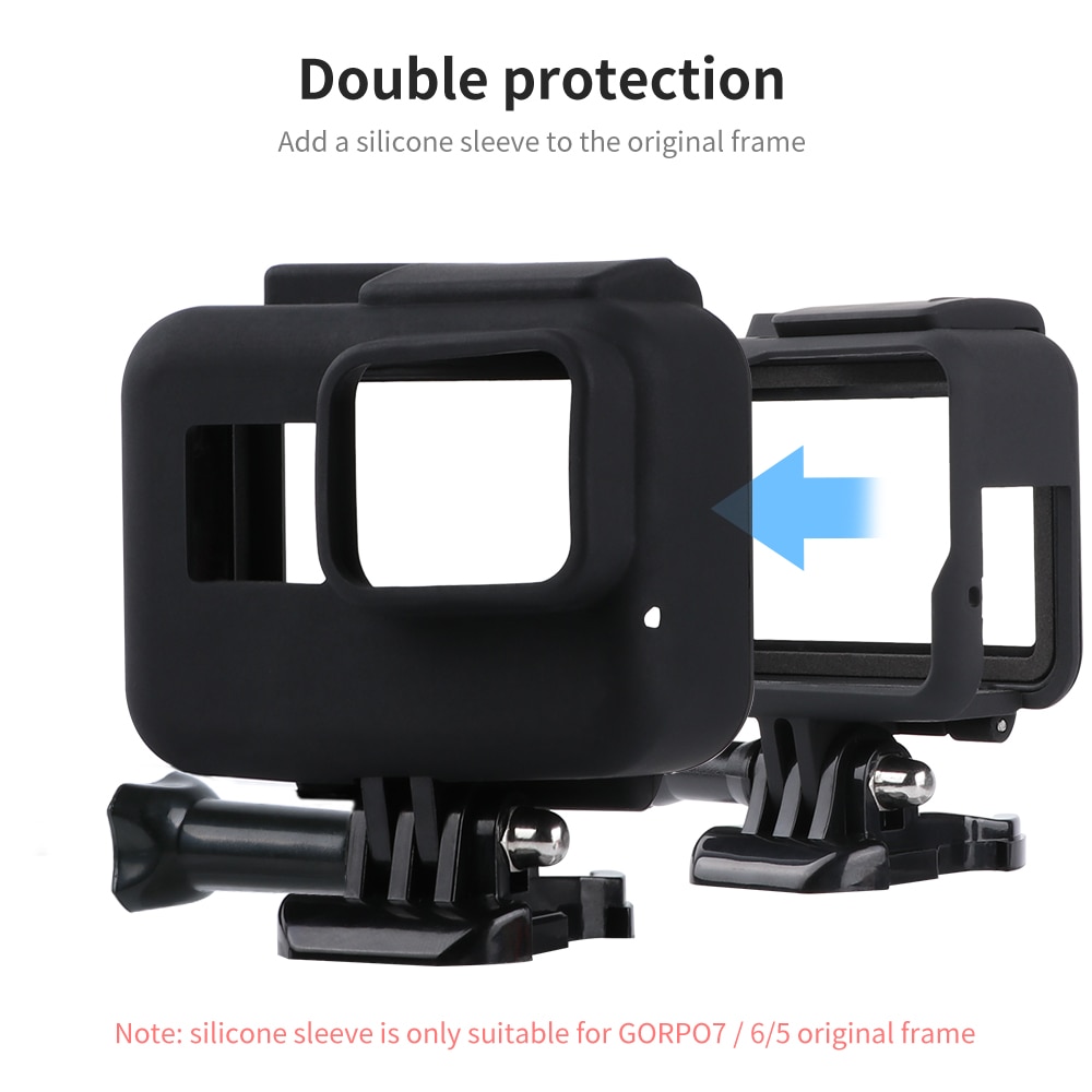 Para gopro acessórios conjunto go pro hero 7 6 5 kit caso eva filme temperado habitação à prova dwaterproof água filtro vermelho quadro silicone protetor