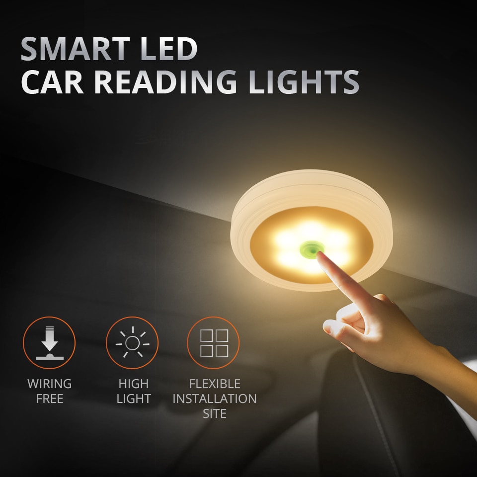 Auto Draagbare UFO LED Auto Leeslamp Geel/Wit Licht Voertuig Binnen Mini Boek Licht voor Slaapkamer Kast Cabine