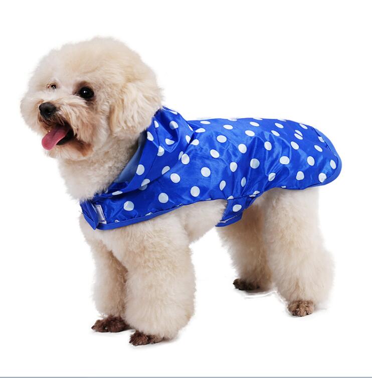 Pawzroad hund sød regnfrakke med pakke prik jakke vandtæt frakke 4 størrelse rød/blå tilgængelig kæledyr beklædning hund kat tøj: Blå / 25cm