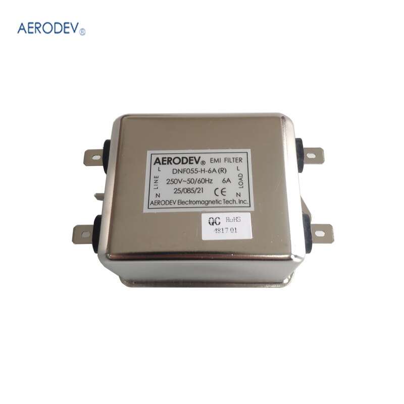 Aerodev voedingsfilter dnf 055- h -6a( r) eenfase emi-filter 6a 250v 50-60hz ce-goedgekeurde dnf 055- serie