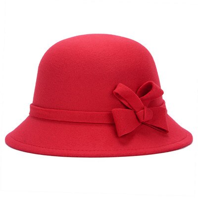 Bingyuanhaoxuan herfst winter imitatie wollen muts grote zonnehoed fedora hoed voor dames dames snapback hoeden: Rood