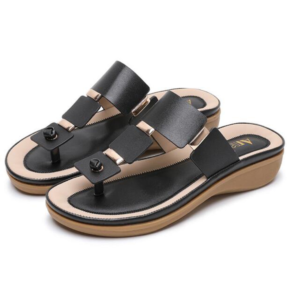 Kvinner tøfler flip flops sommer strand sko kiler slides jenter flate sandaler bohemiske fritidssandaler og tøfler  hy155