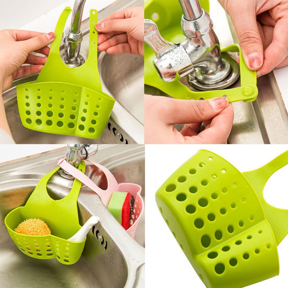 Portable Home Kitchen Hanging Drain Bag Basket Bath Storage Tool Sink Holder Escorredor Louca Soap Holder Bathroom