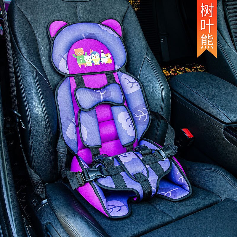 Portable Child Safety Seat Removable and Washable Baby Safety Seat With Belt Safe Child Sitting Chair Cushion: Leaf bear