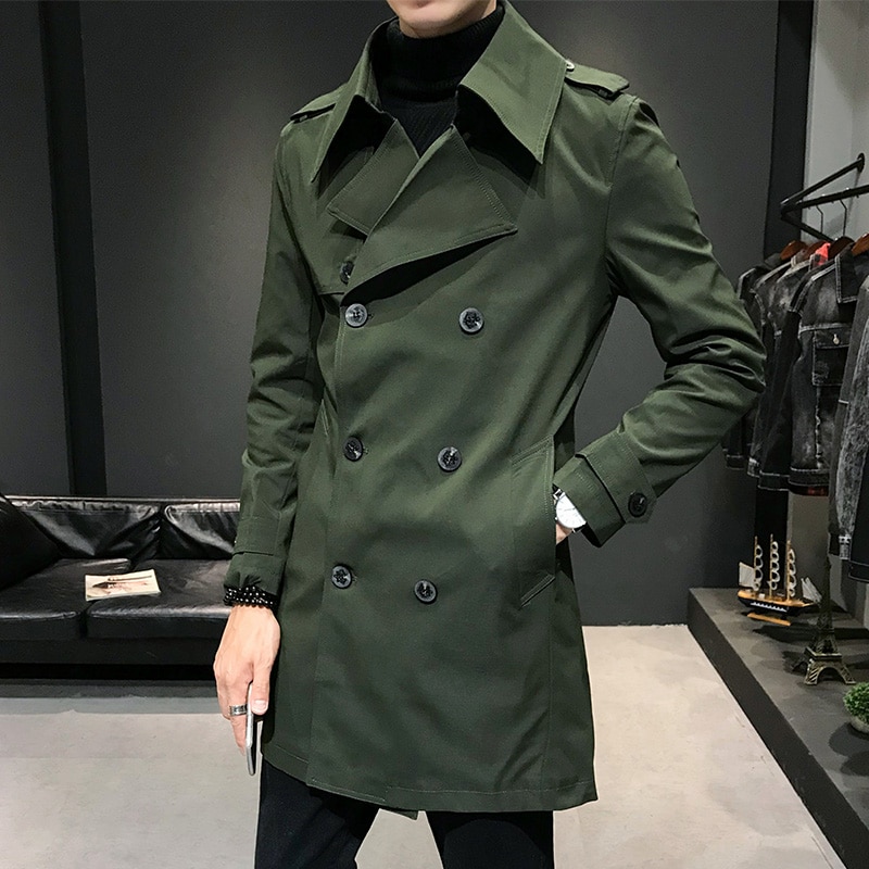 Heren Double Breasted Trenchcoat Heren Off White Trenchcoats Britse Heren Lange Jassen Engels Mantel Klassieke Windjack Elegante
