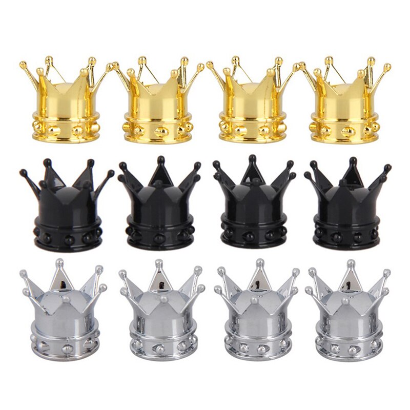 4pcs/lot Crown Bicycle Tire Valve Caps Universal Dustproof Tyre Wheel Stem Air Valve Caps Tire Valve Auto Truck Bike