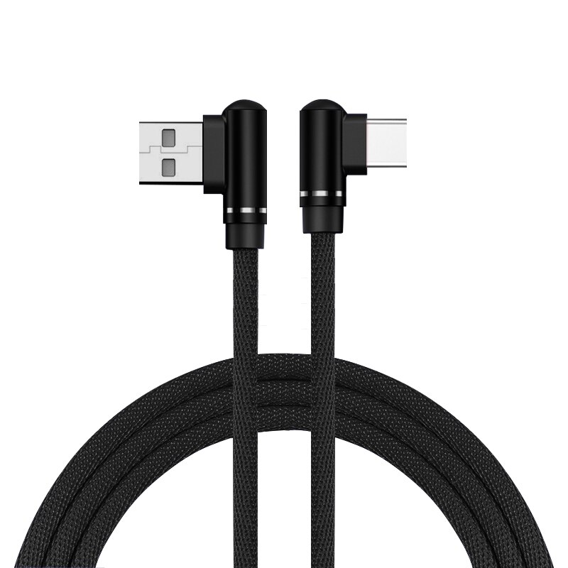 90 graus usb c cabo para samsung s9 s10 mais direito angular usb tipo c carregador rápido cabo de dados para telefone jogo USB-C fio cabo: Black / 0.25 m