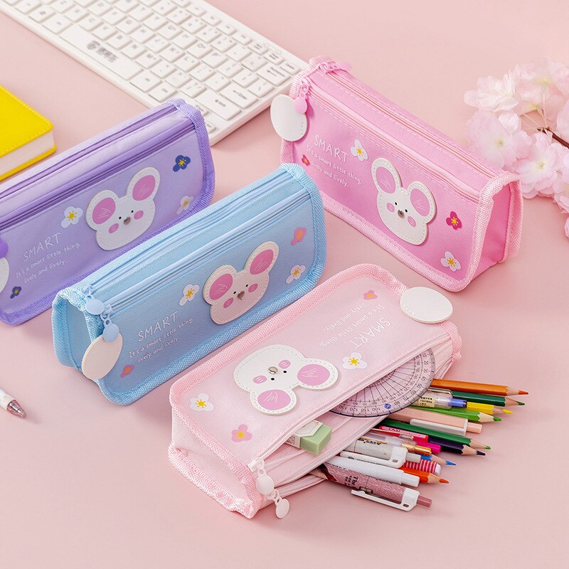 Kinbor Cute Duck Pencil Case Fabric Large Capacity Stationery Tools Storage Back To School Supplies