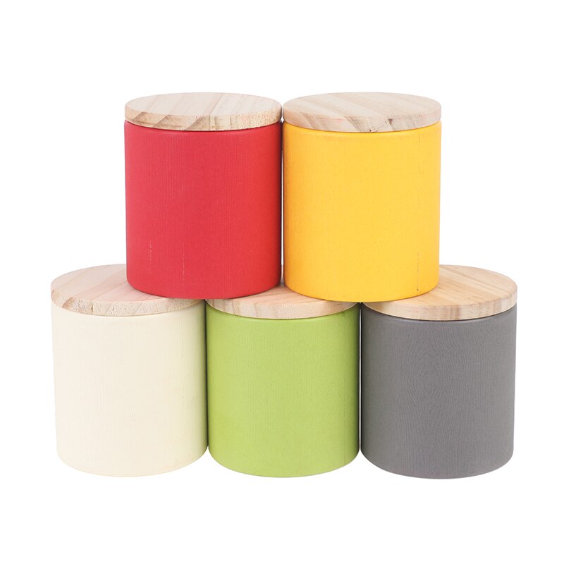 Nouvelle boîte à thé colorée couleur bonbon, couvercle en bois, petite boîte ronde en étain, de mariage, boîte de rangement vide, organisateur de Grain, 1 pièce