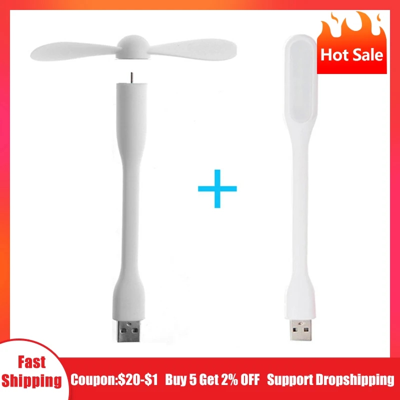 Mini ventilateur USB flexible et pliable avec lumière LED, humidificateur, banque d'alimentation, ordinateur portable, gadget d'été,