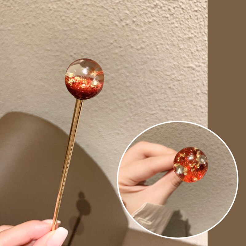 Horquilla de pelo de estilo japonés para mujer, horquillas de Metal hechas a mano de aluminio dorado con cielo estrellado, accesorios para el cabello,: 4