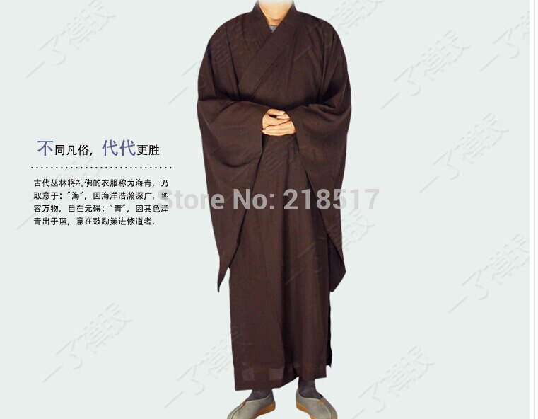 Brown Shaolin Temple costume Zen Buddhist Robe Lay Monk Meditation Gown Kung fu Training Uniform Suit Monk clothes