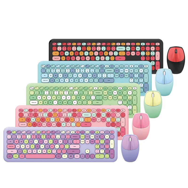 Lille frisk macaron farve trådløst tastatur og mus sæt piger dejligt chokolade lydløst uendelig farve tastatur