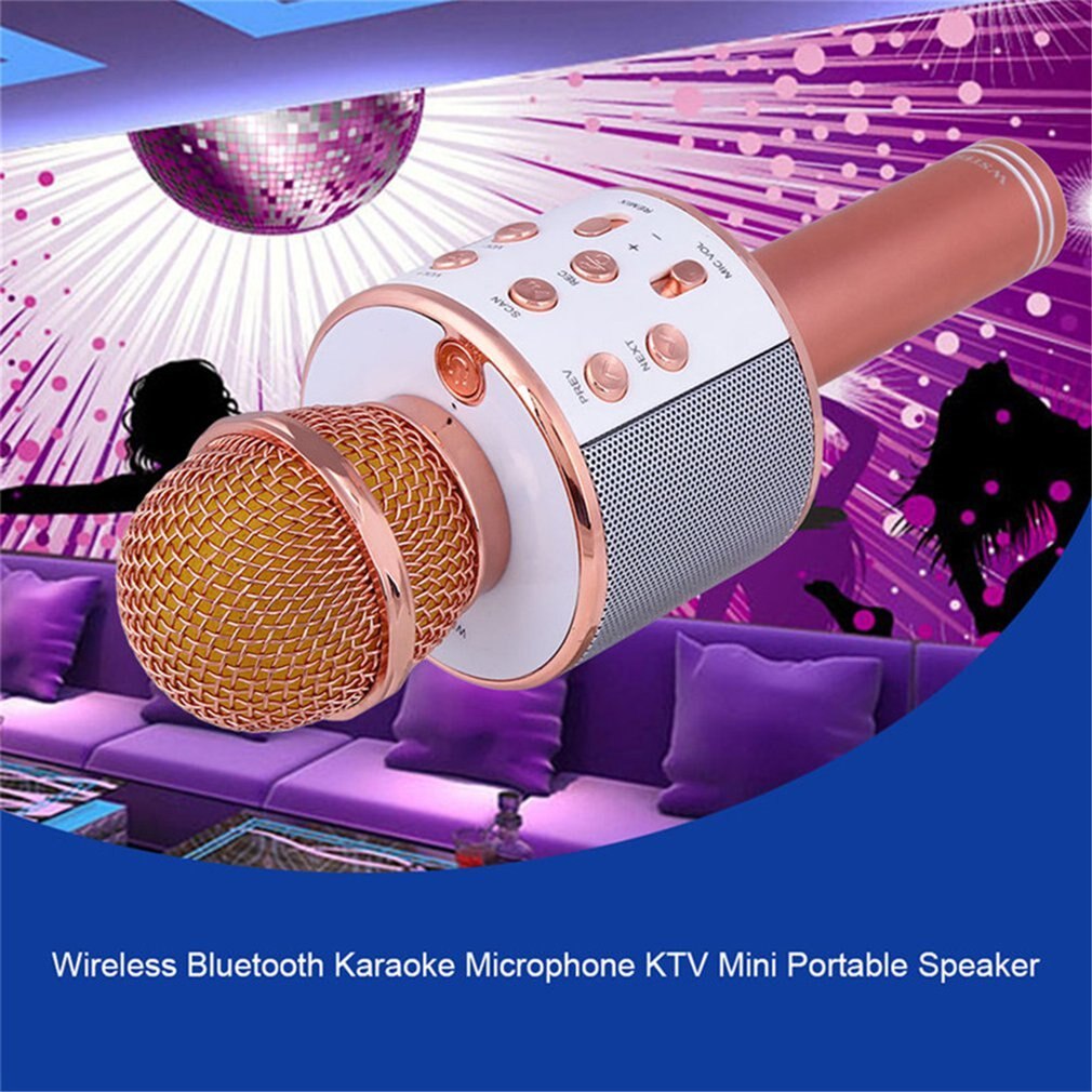 WS858 Draagbare Bluetooth Karaoke Microfoon Draadloze Professionele Spreker Thuis Ktv Handheld Microfoon Dynamische Microfoon Onleny